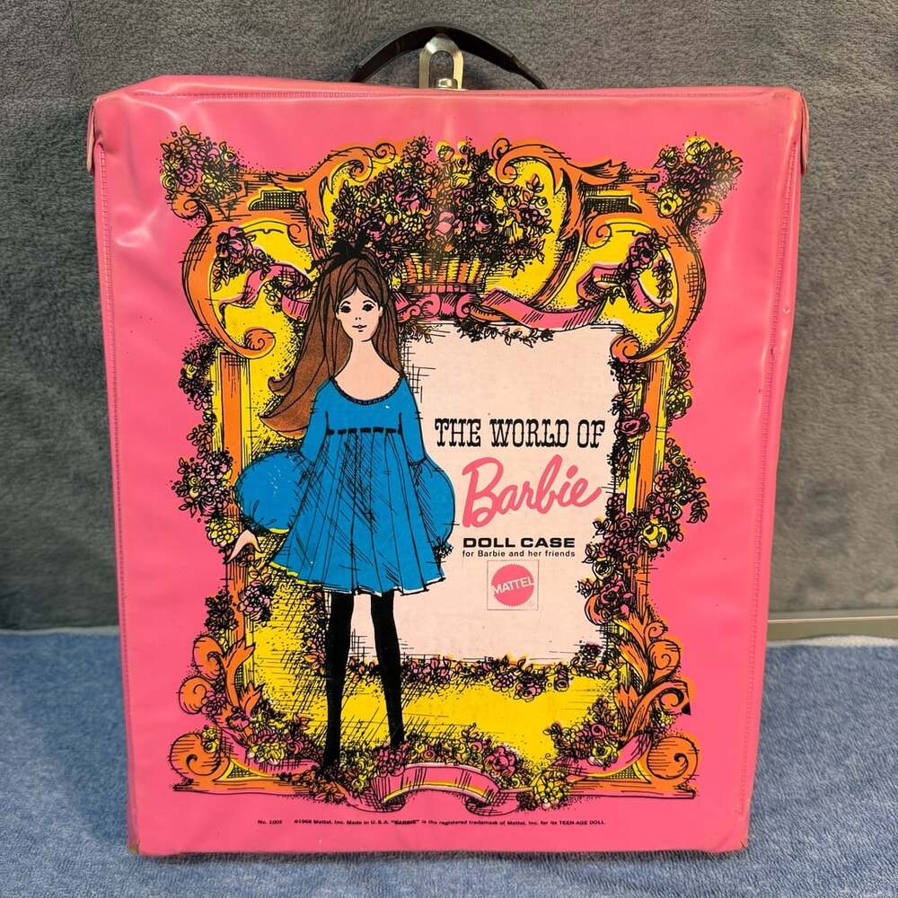 Vintage 1968 The World Of Barbie Doll Case Pink Vinyl